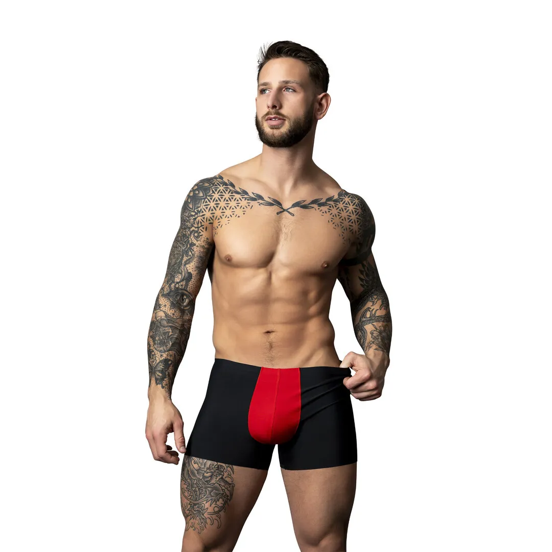 Male Power Pouch Short - XL - Zwart/Rood
