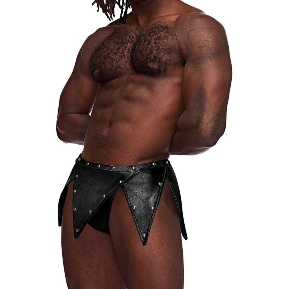 Male Power Eros - Gladiator Kilt Ontwerp met een Bevestigde Thong - L/XL - Zwart
