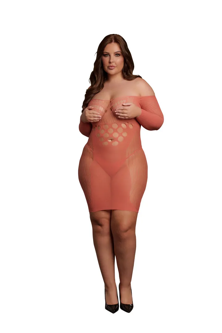 Le Désir by Shots Langarm Net Mini Jurk - Queen Size