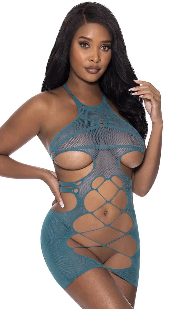 Magic Silk Halterjurk - One Size - Teal