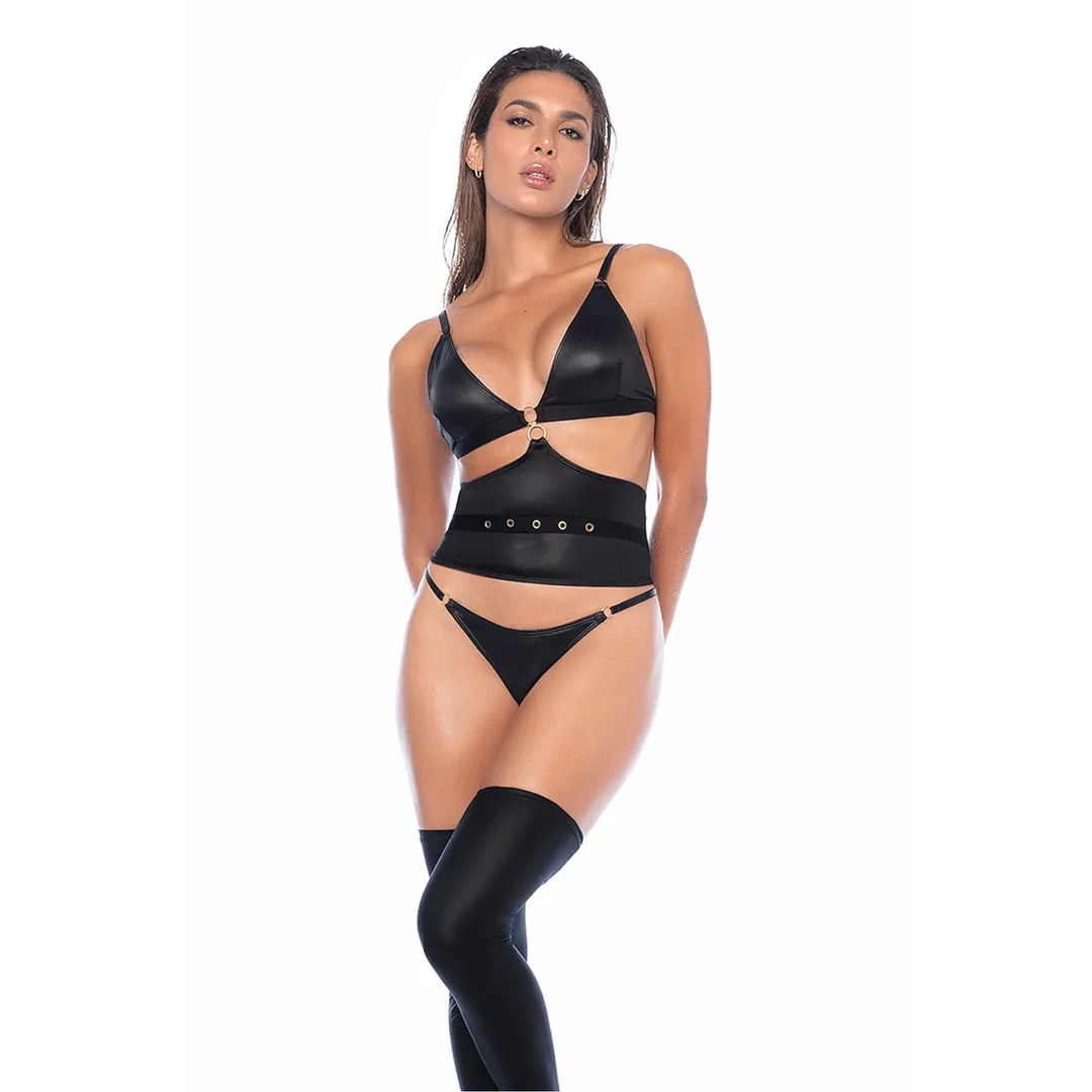 Mapalé Sexy Lingerie Setje Wet Look Zwart