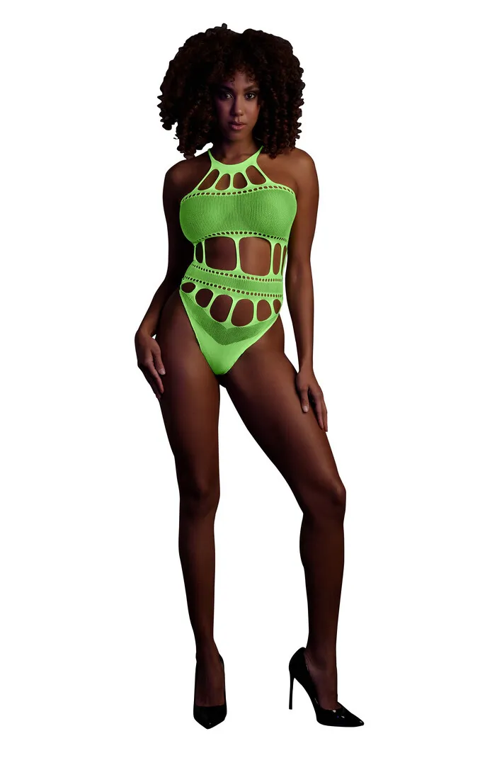 Ouch! by Shots Body met Griekse Halslijn - One Size - Neon Groen
