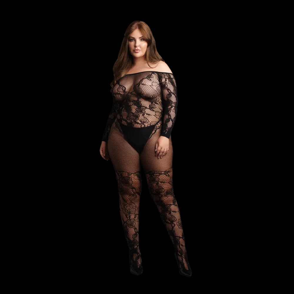 Le Désir by Shots Bodystocking met Off-Shoulder Lange Mouwen - OSX - Zwart