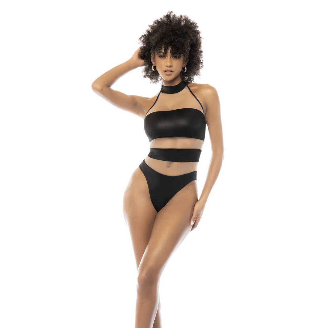 Mapalé Halter Bodysuit - S - Nude/Zwart