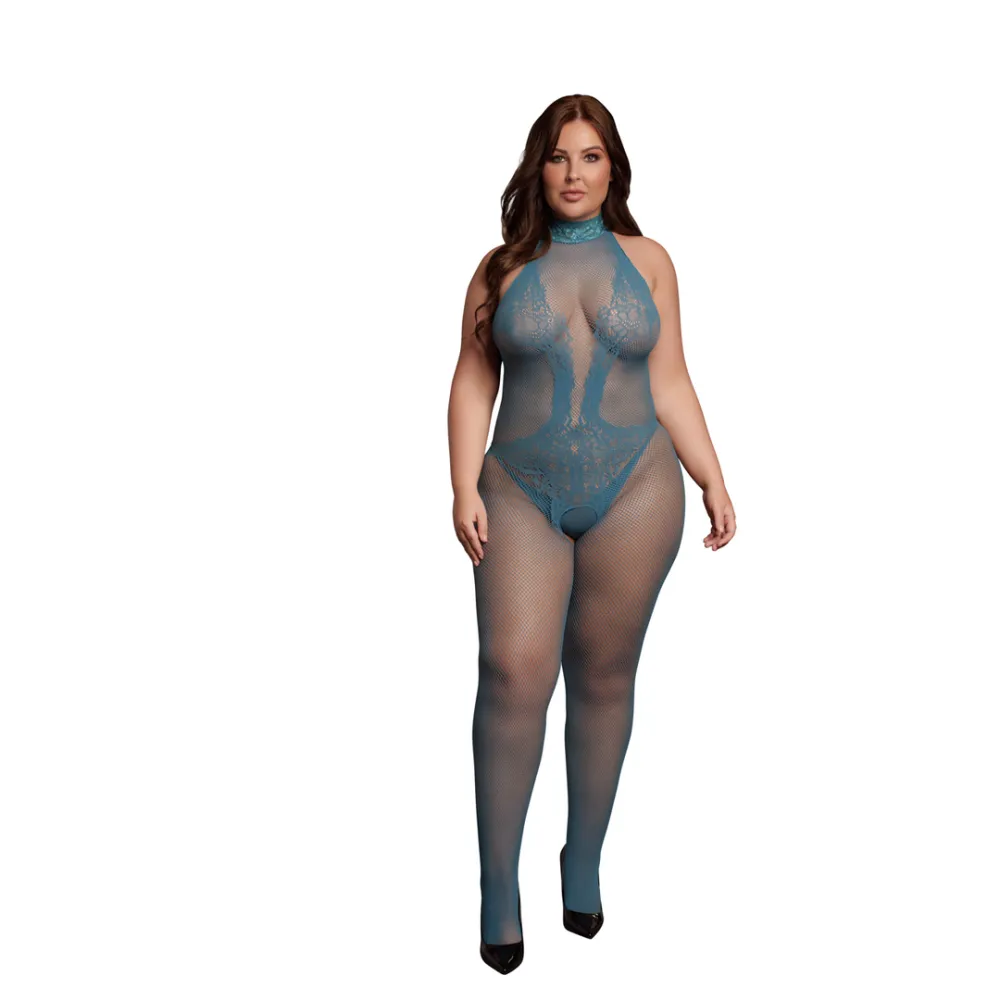 Le Désir by Shots Visnet en Kant Bodystocking - Koninginneformaat