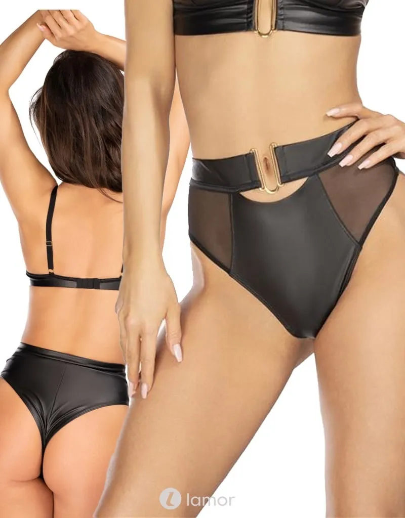Lederlook hoge taille String