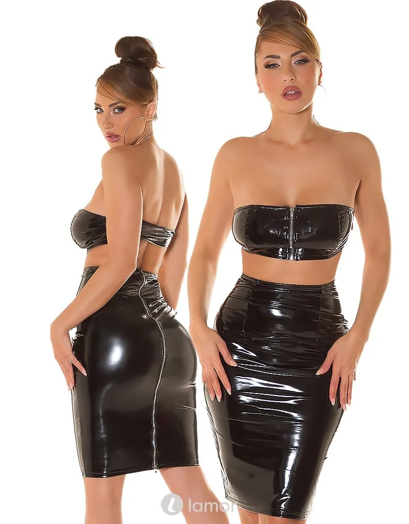 Hight waist rok in latexlook