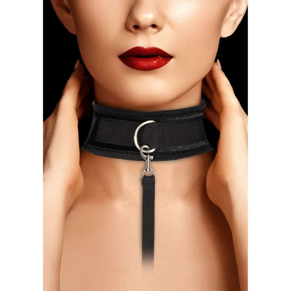 Ouch! by Shots Velvet Verstelbare Halsband met Lijn